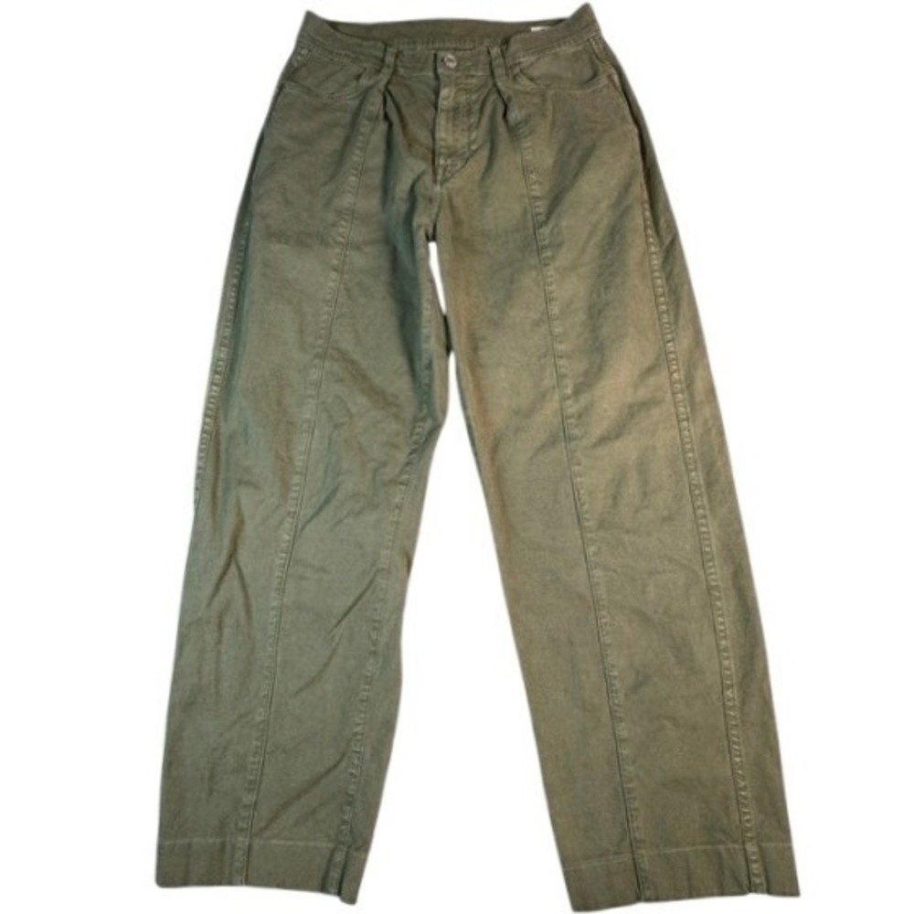 AYR Pants Womens 27 The Recess Olive Green Wide Leg High Rise Front Seam Canvas